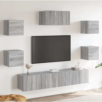 Obývací stěna vidaXL 7dílný set TV skříněk kompozitní dřevo [3114508] Barva: šedá sonoma