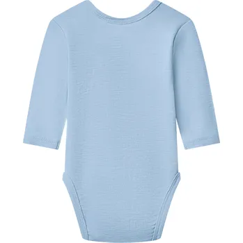 Kojenecký body lupilu® Dětské body s dlouhými rukávy z merino vlny a hedvábí (modrá, 62/68)