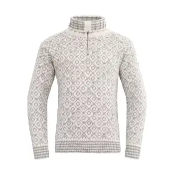 Devold SVALBARD svetr s půlzipem Offwhite/Grey