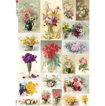 Umělecký papír Rýžový papír na decoupage - A4- Květiny (Flowers) 0321