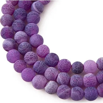 Dětské navlékací korálky Korálky z minerálu Fialový praskaný achát matný 8 mm
