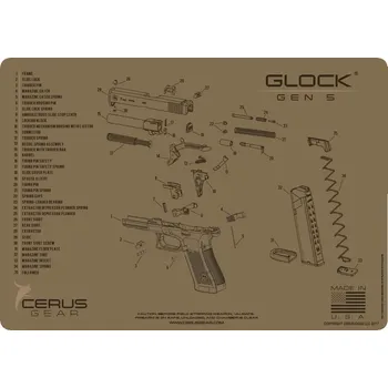 Čištění zbraně Cerus Gear MAT-GLK-G5-SCH-COY - Podložka pro čištění zbraní GLOCK GEN 5 SCHEMATIC COYOTE