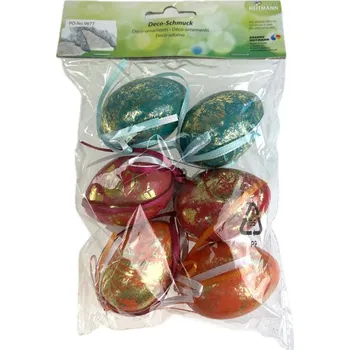 Velikonoční dekorace Vajíčka plastová 5 cm set 6 ks metalická