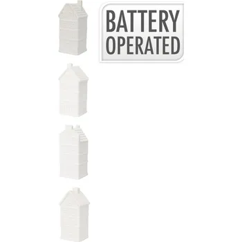 Porcelánový domek 12x6x5 cm s LED, mix druhů, balení 4 ks