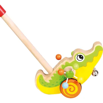 Hračka pro nejmenší Bino Jezdík krokodýl na tyči 57 cm