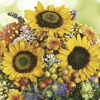 Pol-Mak Ubrousky MAKI L (20ks) Autumn Bouquet with Sunflowers 582677