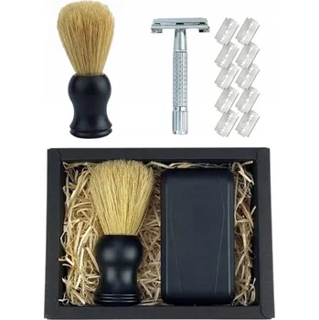 Břitva na holení ŠTĚTKA NA HOLENÍ PŘÍRODNÍ + HOLICÍ STROJEK NA ŽILETKY