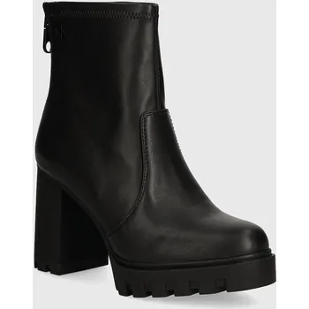 Dámské kozačky Nízké kozačky Calvin Klein Jeans HEEL PLATFORM ZIP BOOT MG NAPPA dámské, černá barva, na podpatku, YW0YW01546 99X, EUR 41