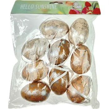 Velikonoční dekorace Vajíčka plastová závěsná 5x3,5 cm set 9 ks pudr/stříbro