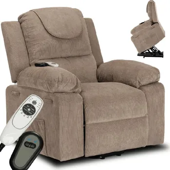 Masáž JAKS Masážní křeslo tmavě béžové manšestr Fenix