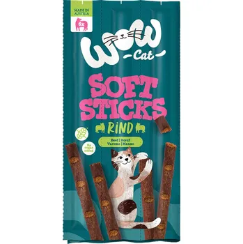 Krmivo pro kočku 72x5g WOW Cat měkké tyčinky hovězí snacky pro kočky