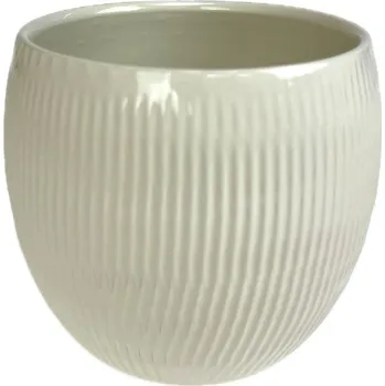 Obal keramický PLISSEE pr.13 cm, v.11,5 cm krémový gl.