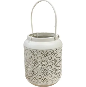 Lucerna Lucerna plechová vzor 12x12x15 cm krémová