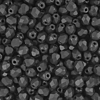 Dětské navlékací korálky Manumi české broušené korálky 4 mm Matte Jet