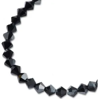 Dětské navlékací korálky Preciosa MC perle Rondelle 4 mm Jet Hematite