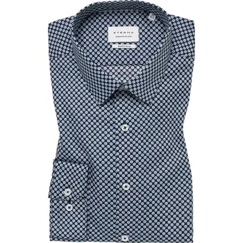 Košile Eterna Super Slim Dynamic cotton print modrá velikost: 39, délka rukávu: dlouhý rukáv