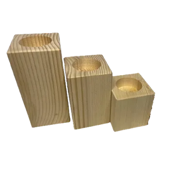 Svícen Dřevěné borovicové svícny sada - 3 kusy