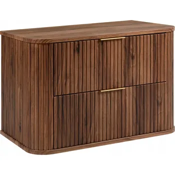 Koupelnový nábytek Závěsná koupelnová skříňka pod umyvadlo RYFLE, dub ořech, 80 cm, oválná dvířka