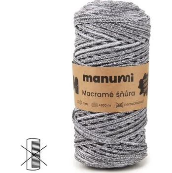 Příze Manumi Macramé šňůra 3mm tmavě šedý melír