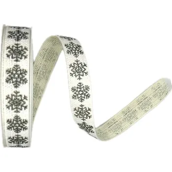 Stuha Stuha vánoční bavlněná Nordic Snowline bílá 15mm x 4m (6,-Kč/m) (stuha vánoční, bílá, bavlněná, černý jednostranný potisk)