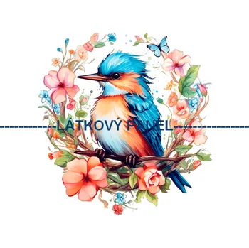 Látkový panel - Ledňáček - PT-09 Velikost: 15x15cm, Materiál: Teplákovina nepočesaná