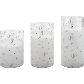 Svíčka Led svíčky bílé set 3 ks 37/25/11 cm