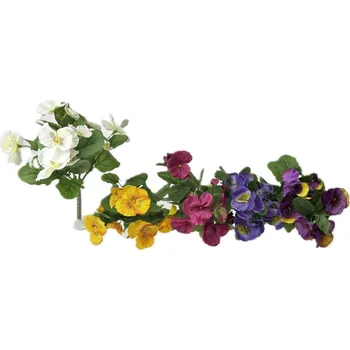 umělá květina Maceška trs X7 - 27 cm mix barev Barva: Bílá