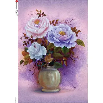 Umělecký papír Rýžový papír na decoupage - A4- Květiny (Flowers) 0152