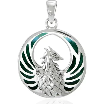 Přívěsek stříbrný talisman s malachity Fénix Stříbrná