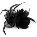 Fascinátor / brož květ s peřím - 2 černá