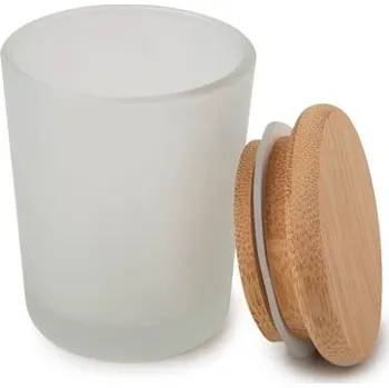 Dóza na potraviny Skleněná nádoba na svíčku s bambusovým víčkem 60x55mm matná