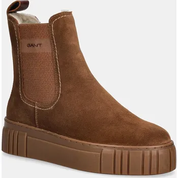 Dámská zimní obuv Semišové kotníkové boty Gant Snowmont dámské, hnědá barva, na platformě, zateplené, 31553098 82X, EUR 37