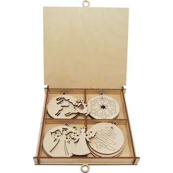 Vánoční ozdoba Sada vánočních dřevěných ozdob 24 ks v boxu