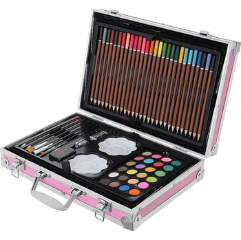 Výtvarná sada Malířská-Plátna.cz Výtvarný set v růžovém kufru