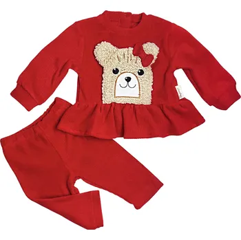 Kojenecká souprava Max 2dílný dívčí komplet – červený, Medvídek Velikost: 74 (6-9m)