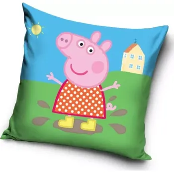 Dekorativní polštářek Carbotex Dětský polštářek Prasátko Peppa V louži 40x40cm