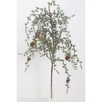 Vánoční dekorace Modřín větev zimní se šiškami 75 cm