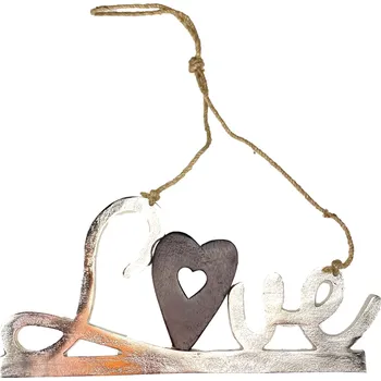 Vánoční dekorace Závěs LOVE 30x14,5 cm kov/dřevo