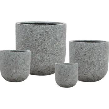 Obal/květináč sklolaminát-cement šedo zelený pr. 30 cm, v. 30 cm