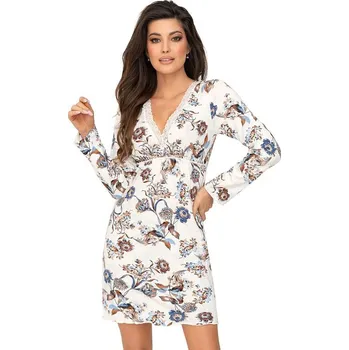 Dámská noční košile Luxusní košilka Naomi květinová s dlouhým rukávem M