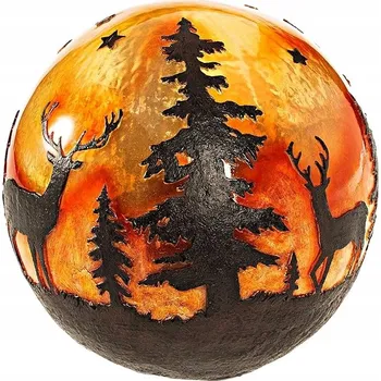 Vánoční dekorace LED koule svítící les s jelenem pr. 24 cm