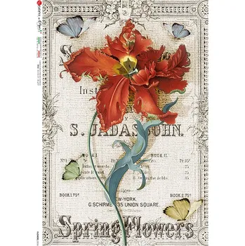 Výtvarný papír Rýžový papír na decoupage - A4- Květiny (Flowers) 0356