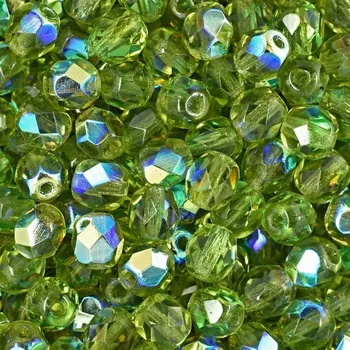 Korálek Manumi české broušené korálky 6 mm Olivine AB