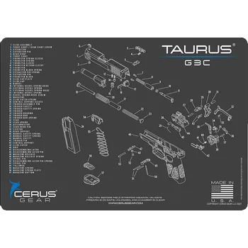 Čištění zbraně Cerus Gear MAT-TRS-G3C-SCH-GRY - Podložka pro čištění zbraní TAURUS G3C SCHEMATIC CHAR GRAY