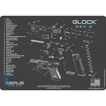 Cerus Gear MAT-SMALL-GLK-G3-SCH-GRY - Podložka pro čištění zbraní GLOCK GEN 3 SCHEMATIC CHAR GRAY