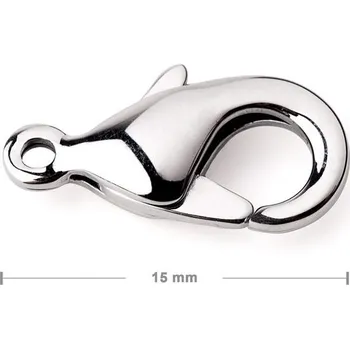 Materiál na výrobu šperku Bižuterní karabinka z chirurgické oceli 316L 15 mm