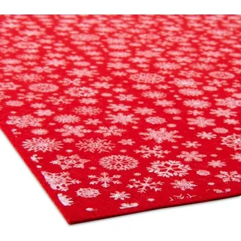 Vánoční dekorace Filc / plsť vánoční motiv s vločkami 1mm červený