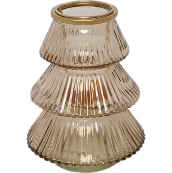 Svícen Skleněný svícen Talline L – hnědý, 16 cm