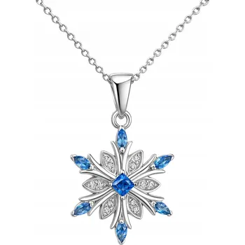 Řetízek RHODIEM POKOVANÉ ŘETÍZEK ŘETÍZEK SNĚHUBKA S SNĚHOVÁ VLOČKA VLOČKOU NA VÁNOCE, STŘÍBRO 925