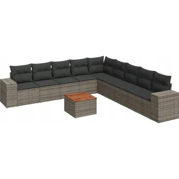 VidaXL 10dílná zahradní sedací souprava s polstry, šedá